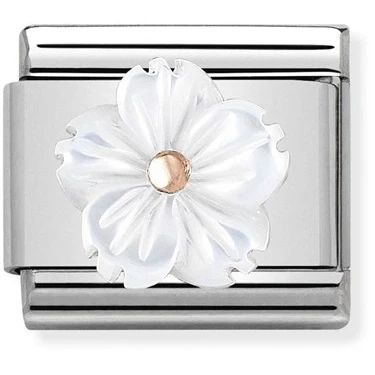 Image of Nomination White + Rose Gold Flower Charm
