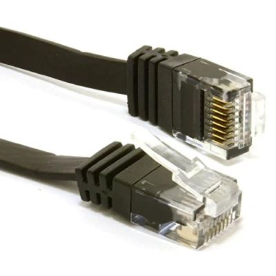 Image of kenable FLAT CAT6 Ethernet LAN Patch Cable Low Profile GIGABIT RJ45 30m BLACK [30 metres]
