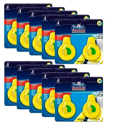 Image of Finish Dishwasher Freshener Lemon &amp; Lime, Scented Kitchen Utensils, Deodorizer, Fresh Scent, 60 Washes (20 Packs)