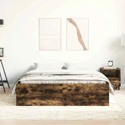 Image of vidaXL Bed Frame without Mattress Smoked Oak 140x200 cm