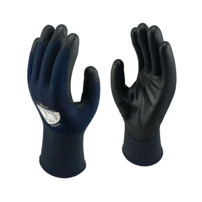Image of Polyco Polyflex Eco Air PU Coated Glove Pairs XL Black/Blue (Pack 10)