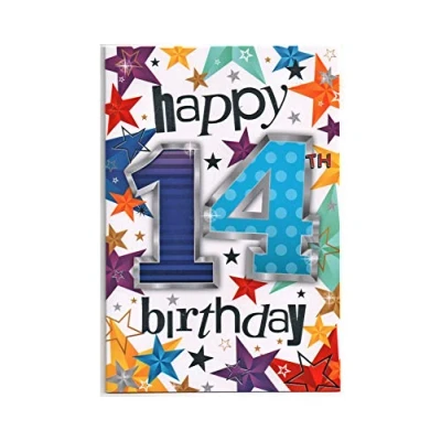 Image of Birthday Card for Fourteen (14) Year Old Boy Free Post (UK)