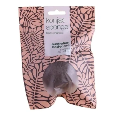 Image of Natural Konjac Facial Sponge for Gentle Face Cleansing and Exfoliation Against Impure Skin with Activated Charcoal Australian Bodycare