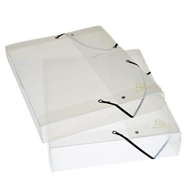 Image of Exacompta Ref. 5982E 8 filing boxes with crystal rubber bands in polypropylene back 6 cm dimensions 25 x 33 for A4 format documents color delivered assembled