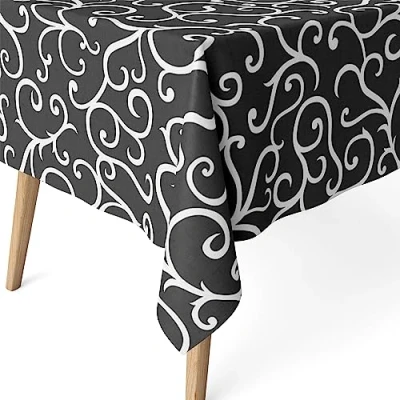 Image of Martina Home Loiret Black Resin Coated Tablecloth 220cm x 140cm