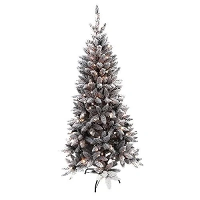 Image of Christmas Workshop Pre Lit LED Flock Pine tree 6ft