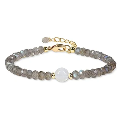 Image of COAI Labradorite Bracelet Moonstone Stone Beaded for Women