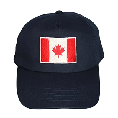 Image of TeddyTs Canada Canadian Flag Navy Adjustable Baseball Cap, Blue, One Size