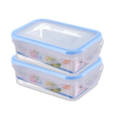 Image of HOMESHOPA Plastic Airtight Food Storage Container, 2 Pack 240ml Leakproof Rectangle Container with Clip Lock Lid, BPA Free Reusable Meal Prep Lunch Box Microwave Freezer &amp; Dishwasher Safe