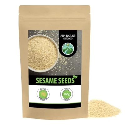 Image of peeled white sesame (500g, 1.1lb), white, seeds, 100% pure and natural, without additives