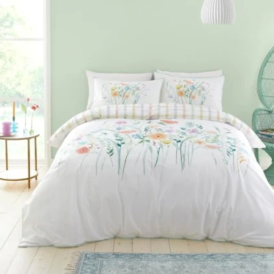 Image of Appletree Style Gardenia 100% Cotton Duvet Cover Set Super King Bed Size in Multi