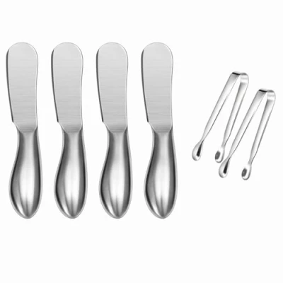 Image of Spreader Knife Set,6 Piece Cheese and Butter Knives,Mini Serving Tongs,Stainless Steel Multipurpose Knives