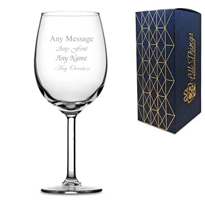Image of Personalised Engraved Primetime Bordeaux Wine Glass, Gift Boxed, Personalise with Any Message for Occasion