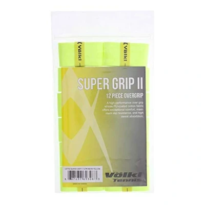 Image of Volkl Super Grip II Cotton Overgrip High Performance Tennis (Neon Yellow, 12 Pack)