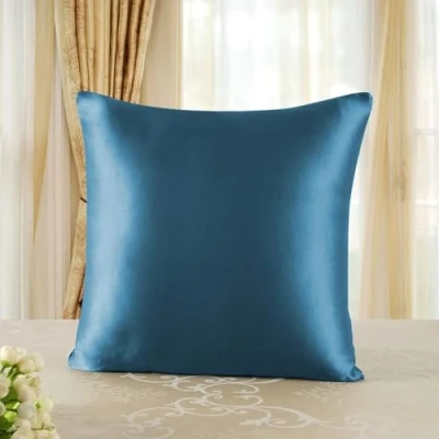 Image of townssilk Both Side 100% 19mm Pure Mulberry Silk Pillowcase for Hair and Skin Health, 60x60cm size Pillow Case Cushion Cover with Hidden Zipper 600 Thread Count peacockblue