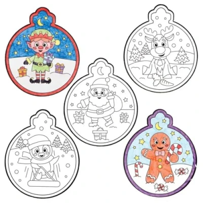 Image of Baker Ross FC178 Christmas Colour In Window Decorations Pack of 12, Festive Craft Set for Children, Kits Kids