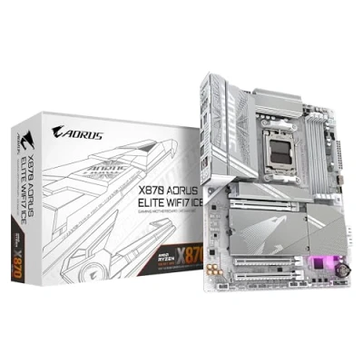 Image of GIGABYTE X870 AORUS ELITE WIFI7 ICE Motherboard Supports AMD Ryzen 9000 CPUs, 16+2+2 Phases Digital VRM, up to 8000MHz DDR5 (OC), 3xPCIe 5.0, Wi Fi 7, 2.5GbE LAN, USB 4