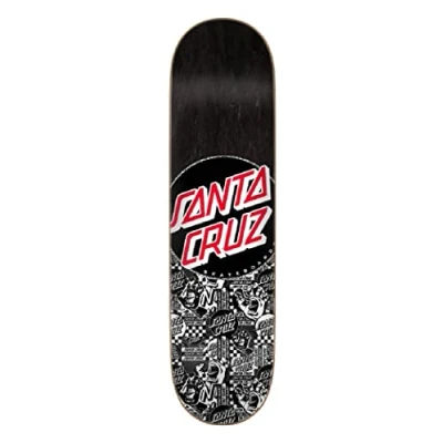 Image of Santa Cruz Flier Collage Dot Skateboard Deck Black 8.125&quot;