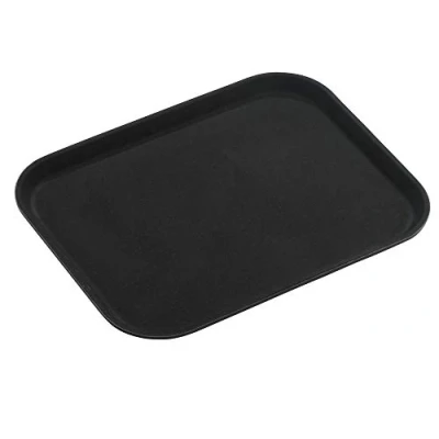 Image of Tuffgrip Super Plastic Rubberized Anti skid, Non slip Food Tray, Retangular, 14 x 10/35 25cm, Black, 14x10/35x25cm