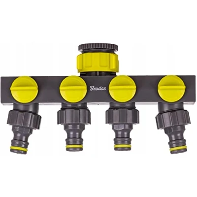Image of Bradas LE 03033K 3461 Water Distributor 4 Way Splitter for Garden Hose Shut Off Valve