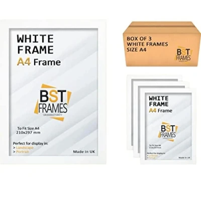 Image of Pack Of 3 Modern Picture Photo Poster Frames (White, A4 (297 x 210mm))