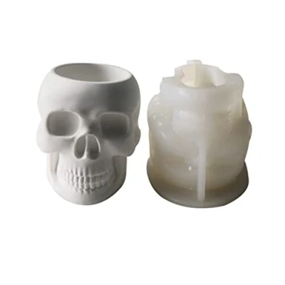 Image of Silicone Skull Moulds, Crystal Epoxy Flower Pot Mold, Plaster Concrete Cement Resin Vase Mould for Casting