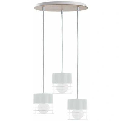 Image of Casa Cluster Pendant Ceiling Light White, Wood, 32cm, 3x E27