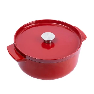 Image of KitchenAid Cast Iron Empire Red Non Stick 22cm Casserole Dish with Lid