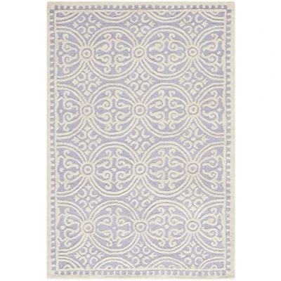 Image of SAFAVIEH Medallion Rug for Living Room, Dining Bedroom Cambridge Collection, Short Pile, in Lavender and Ivory, 122 X 183 cm