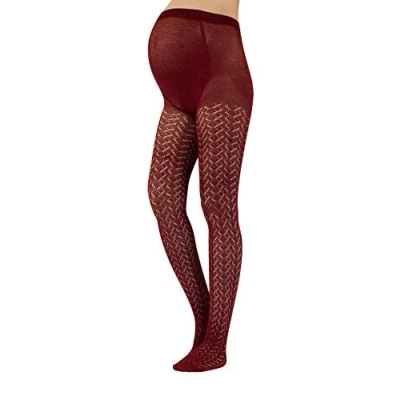 Image of CALZITALY Maternity Tights, Pregnancy Pantyhose, Knitted Cotton S, M, L, XL, 300 DEN MADE IN ITALY (XL, Bordeaux)