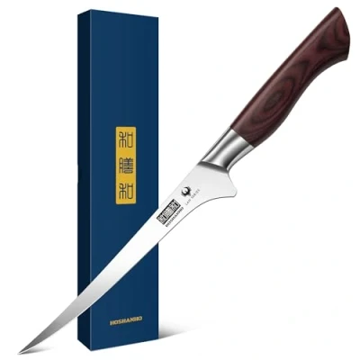 Image of HOSHANHO Fillet Knife 7 Inch, Professional German High Carbon Steel Boning for Meat, Ultra Sharp Japanese Fish with Ergonomic Wood Handle