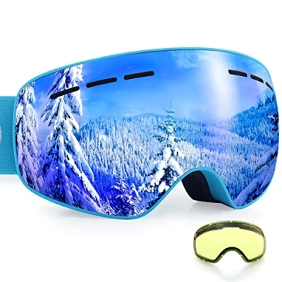 Image of Dizokizo Ski Goggles Interchangeable Spherical Lens for Skiing Snowboard Anti fog UV Protection Triple Breathable Foams Women Men