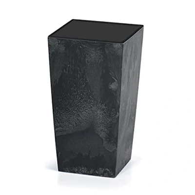 Image of Deuba® 49Litre Square Concrete Effect Plant Pot 32.5x32.5x61cm Textured Look Including Shelf Insert Weatherproof UV Resistant Garden Patio Flower Planter Box Anthracite