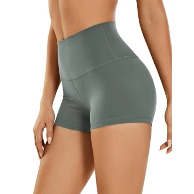 Image of CRZ Yoga Womens Butterluxe 2.5&#039;&#039; Shorts High Waisted Workout Gym Leggings Running Spandex Biker Grey Sage 6