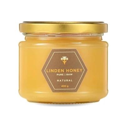 Image of Earthbreath Linden I Basswood Lime Raw Honey 400gr From Single Apiary Pure, Unpasteurised &amp; Unfiltered Natural Sweetener for Cooking, Coffee, Tea, Juice, Drinks, Food