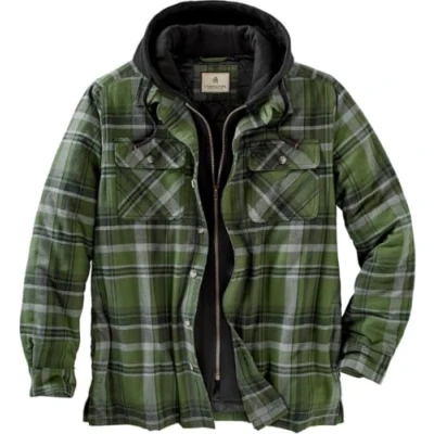 Image of Legendary Whitetails Men&#039;s Maplewood Hooded Shirt Jacket, Army Green Plaid, 4X Large