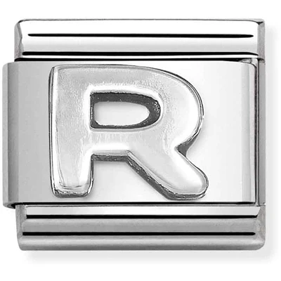 Image of Nomination Oxidised Silver Letter Charm R
