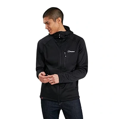 Image of Berghaus Men&#039;s Carnot Polartec Power Stretch Hooded Jacket, Jet Black, XL