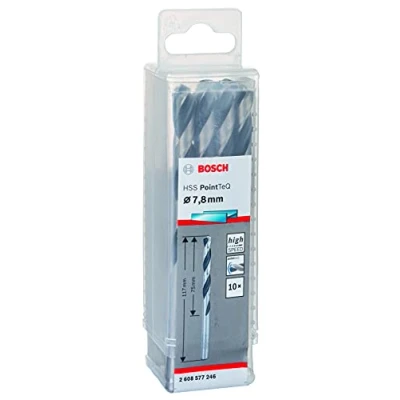 Image of Bosch Professional 10 Piece PointTeQ HSS Twist Drill Bit (for Metal, 7.8 x 75 117 mm, Driver Accessories)