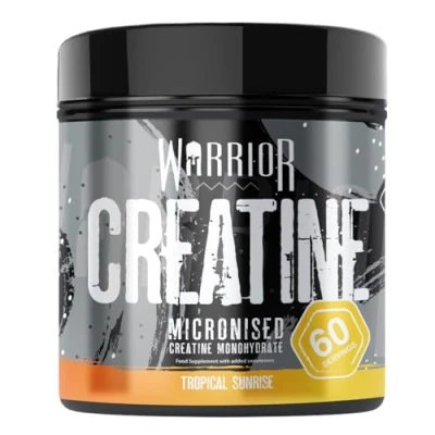 Image of Warrior Creatine Monohydrate Powder 300g Micronised Proven to Improve Physical Performance and Recovery, 5g Servings (Tropical)