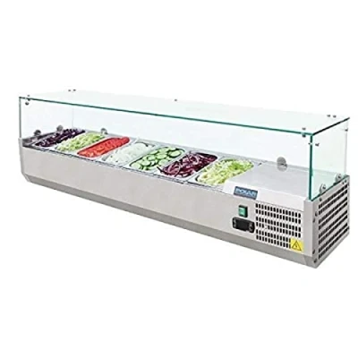 Image of Polar G Series 150 Watt Countertop Cooking Sandwich Pizza Prep Fridge Stainless Steel Capacity: 7 x 1/4GN Gastronorm 435(H) 1500(W) 330(D)mm R600a G609