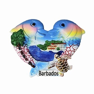 Image of PILONG Barbados 3D Dolphins Fridge Magnet Souvenir Gift,Handmade Home &amp; Kitchen Decoration Refrigerator Collection C
