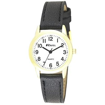 Image of Ravel Unisex Everyday Quartz Watch with Dotted Minute Track (36mm case) R0132.22.1 Black/Gold Tone