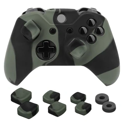Image of NITHO Gaming Kit Compatible with Xbox One Controllers, 1 Anti Sweat Silicone Skin Grip Handle Avoid Scratches and Dust, Set of 2 Analog Mini stick Enhancers, 3 Sizes Ergonomic Thumb Grips (Camo)