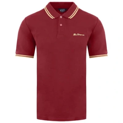 Image of Ben Sherman Short Sleeve Collar Burgundy Twin Tipped Mens Polo Shirt 0074604 048, ()