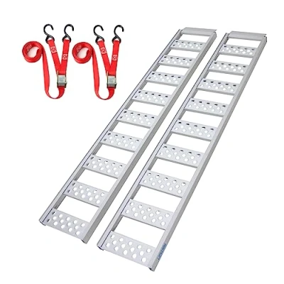 Image of LIEKUMM Loading Ramps, 195.5cm Motorbike ATV Ramp, Heavy Duty Ramps for Motorcycles, ATV, Lawn Mower, 680KG Capacity Trailer Pack of 2