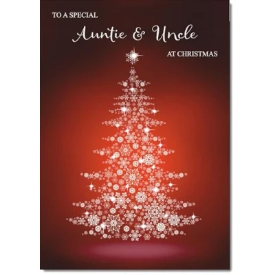 Image of doodlecards Auntie and Uncle Christmas Card Snowflake Tree Medium Size for &amp; with Plain Envelope