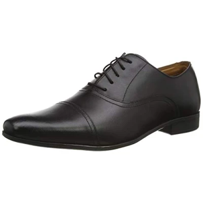 Image of Thomas Crick Men&#039;s &#039;Mellor&#039; Classic Oxford Lace Up Shoes, Formal Shoes with Stylish Detail, Comfortable, Durable and Versatile Fine Quality Leather (Black/Tan)