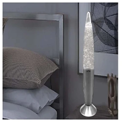 Image of Divas World Linx Lava Lamp Night Light Different Colour Decorative Lighting Peaceful Motion 16in Tall Christmas Stocking Filler Gift (Glitter Silver Lamp)