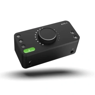 Image of Audient EVO 4 USB audio Interface sound card for music production (2 in / 2 out interface, 48 Volt phantom power, microphone preamps, etc.), Black